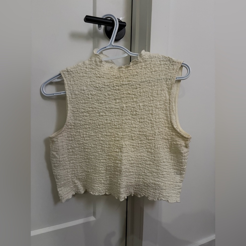 Cream Sleeveless Textured Women's Top and skirt